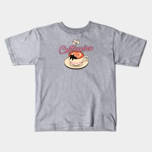 Cappuccino Black Cat in beige Kids T-Shirt